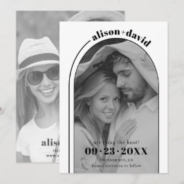 Reserva La Fecha Arco blanco negro moderno y boda fotográfico