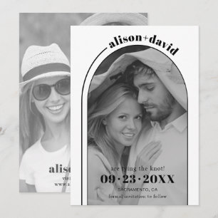 Reserva La Fecha Arco blanco negro moderno y boda fotográfico