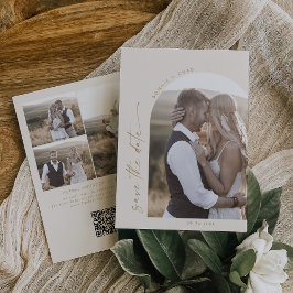 Reserva La Fecha Arco Boho moderno | Cream QR Code Photo