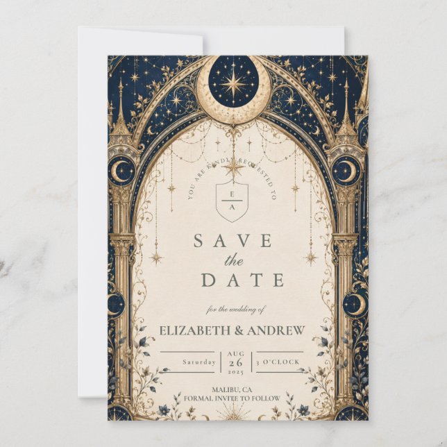Reserva La Fecha Arco de Boda Celestial Encantador (Anverso)