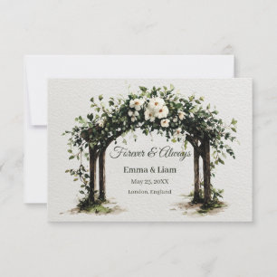 Reserva La Fecha Arco de boda elegante con acuarela y flores blanca