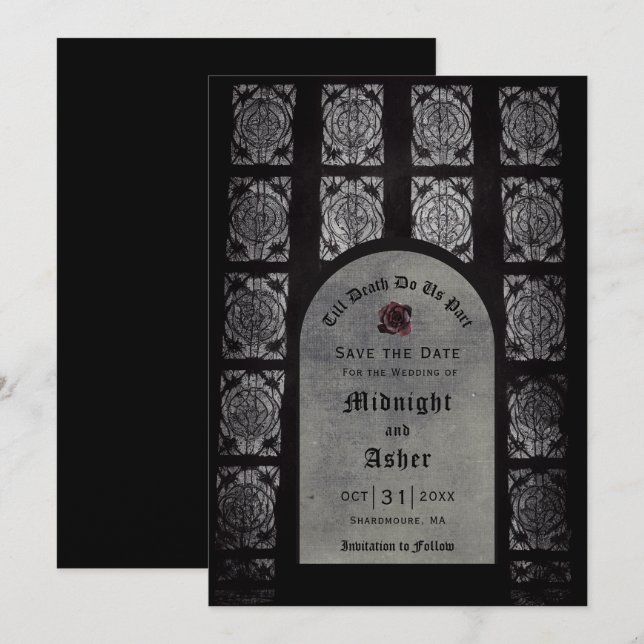 Reserva La Fecha Arco De Boda Gótico Guardar La Fecha (Anverso / Reverso)