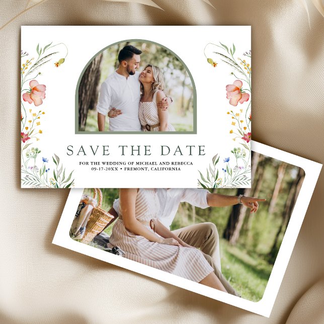 Reserva La Fecha Arco de flores silvestres Foto Boda (Subido por el creador)