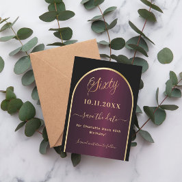 Reserva La Fecha Arco de oro burdeos negro de 60 años