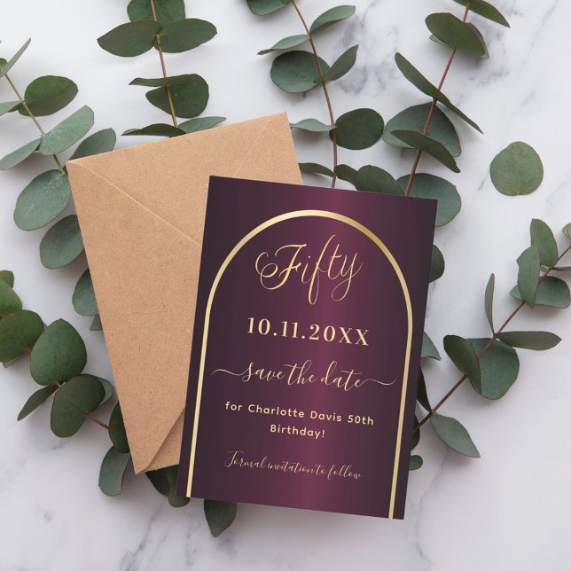 Reserva La Fecha Arco de oro de Borgoña 50 cumpleaños (Subido por el creador)