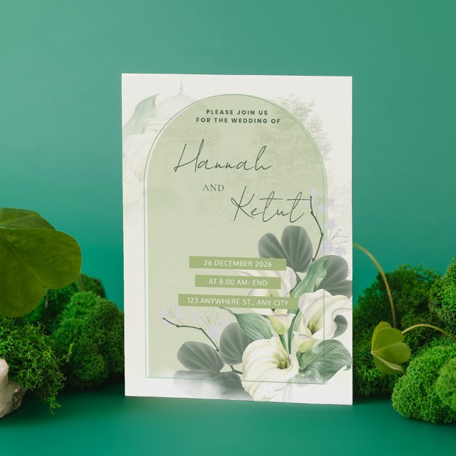 Reserva La Fecha Arco Elegante Verde Salvia y Floral Acuarela Blanc (Subido por el creador)