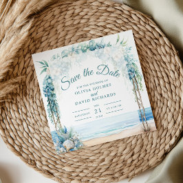 Reserva La Fecha Arco Floral Boho Costero para Boda Save the Date