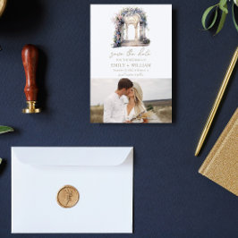 Reserva La Fecha Arco floral de boda en acuarela para guardar la fe