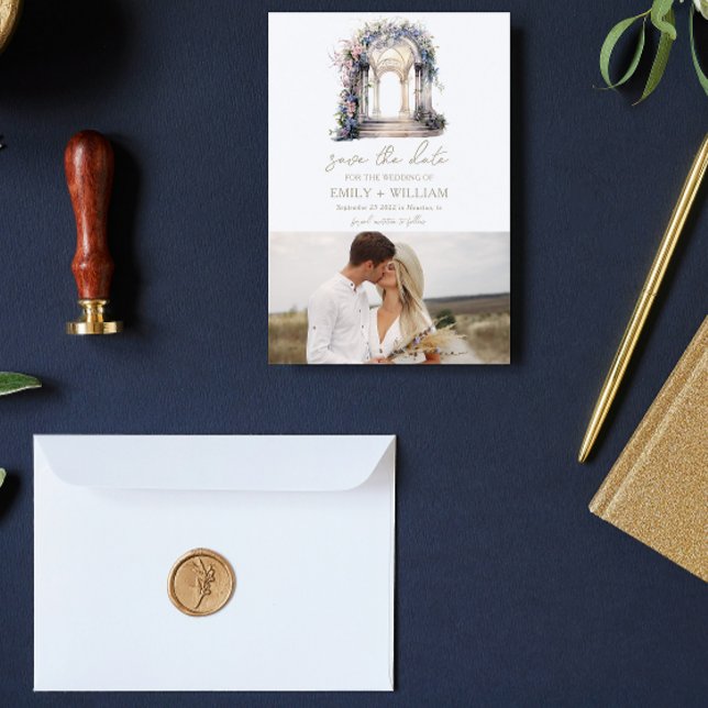 Reserva La Fecha Arco floral de boda en acuarela para Save the Date (Subido por el creador)