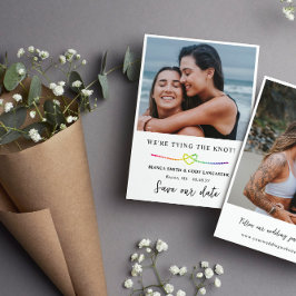 Reserva La Fecha Arcoiris Corazón LGBT ligando el nudo