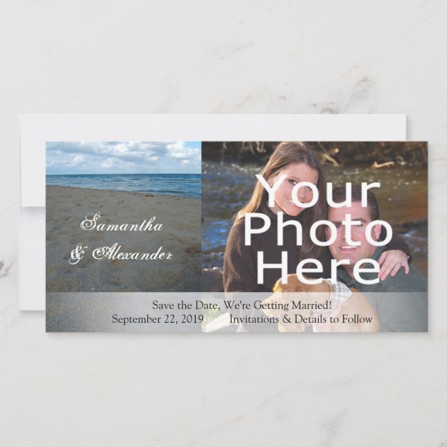 Reserva La Fecha Arenas azules y marrones ~ Boda en la playa (Anverso)