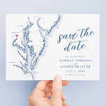 Reserva La Fecha Arlington Virginia Map Modern Boda<br><div class="desc">Anuncie a su boda en Arlington, VA con elegancia y estilo usando nuestra moderna foto con el tema del mapa de la bahía de Chesapeake con azul marino, ¡salve la fecha! Perfecto para bodas en Arlington, VA, este diseño de personalizable captura la esencia de la región de la bahía de...</div>