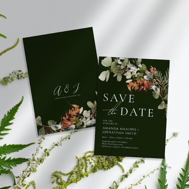 Reserva La Fecha Arreglos Florales Acuarela Boda Verde (Subido por el creador)