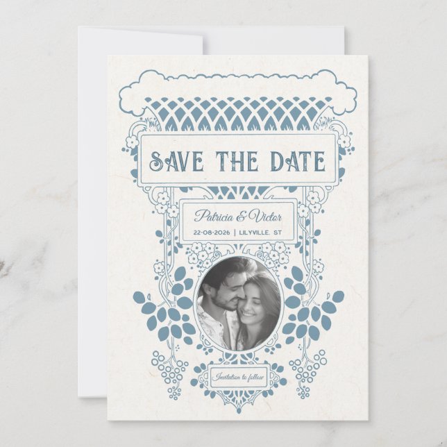 Reserva La Fecha Art Deco Frame save the Date (Anverso)