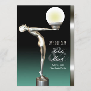 Reserva La Fecha Art Deco Glam Nouveau Guardar la fecha   turquesa