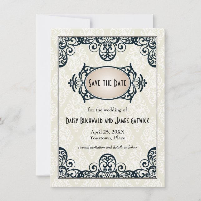 Reserva La Fecha Art Deco Guardar la fecha (Anverso)