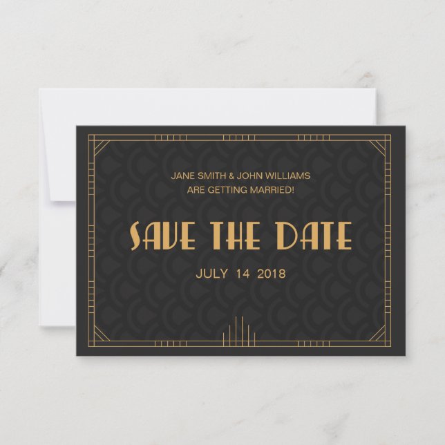 Reserva La Fecha Art Deco Save The Date en español (Anverso)