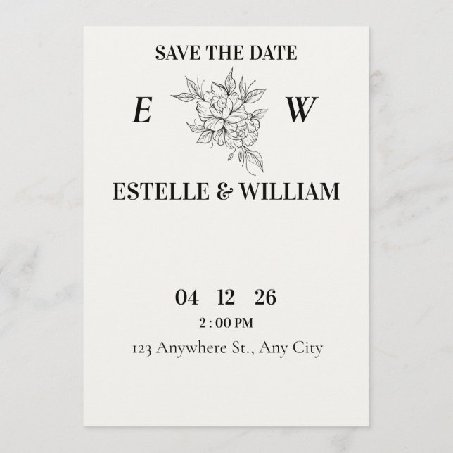 Reserva La Fecha Art Deco Wedding Save the Date Card  (Anverso)