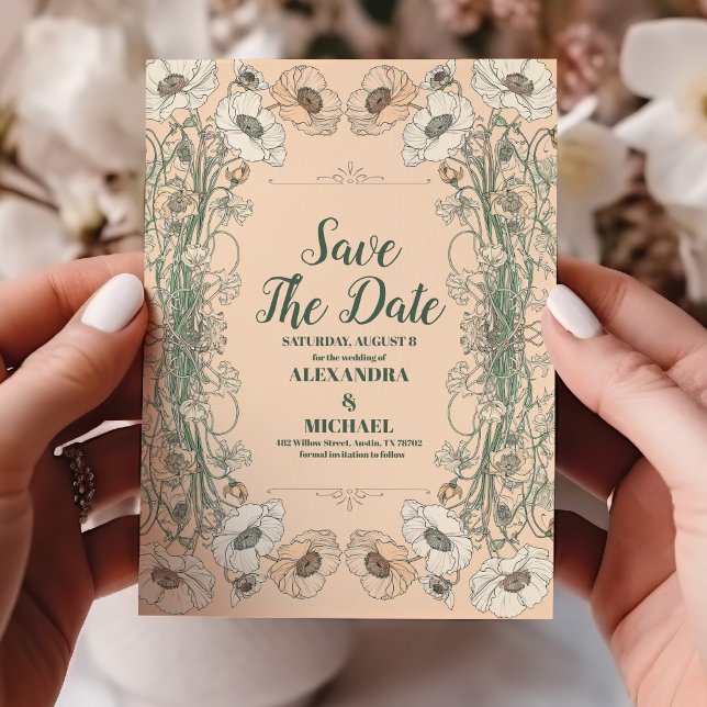 Reserva La Fecha Art Nouveau floral boda (Subido por el creador)
