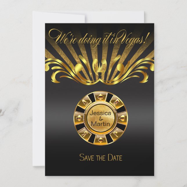 Reserva La Fecha Art Nouveau Vegas Save the Date | oro negro (Anverso)