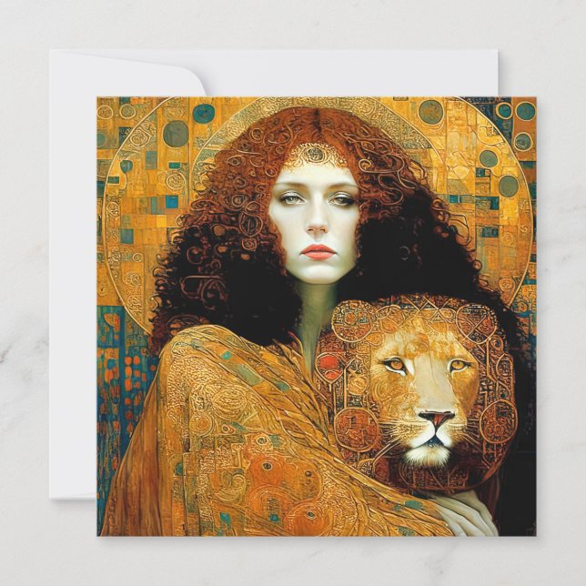 Reserva La Fecha Art Nouveau Woman With Leon Inspired By Klimt (Anverso)