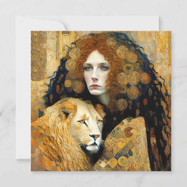 Reserva La Fecha Art Nouveau Woman With Leon Inspired By Klimt (Anverso)
