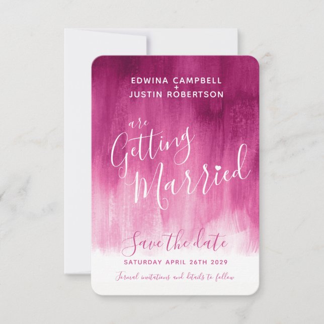 Reserva La Fecha Arte abstracto moderno rosa oscuro salva las tarje (Anverso)