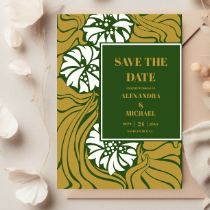 Reserva La Fecha Arte clásico verde de boda Art Nouveau