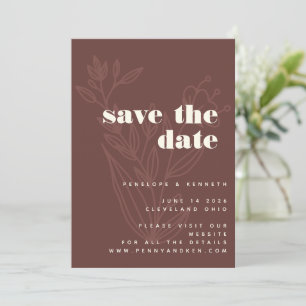 Reserva La Fecha Arte de línea floral minimalista boda rústica cáli