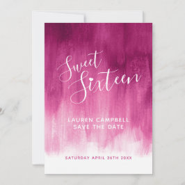 Reserva La Fecha Arte moderno rosa rojo dulce de dieciséis años