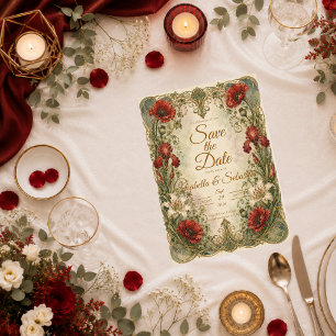 Reserva La Fecha Arte Novedoso Floral Elegancia Romántica Boda