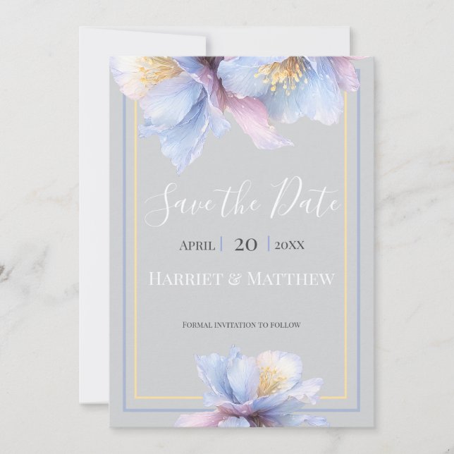 Reserva La Fecha Artistic Pastel Botanical Florals Wedding (Anverso)