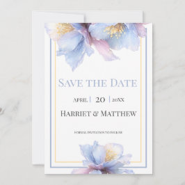 Reserva La Fecha Artistic Pastel Botanical Florals Wedding