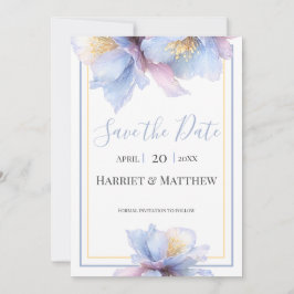 Reserva La Fecha Artistic Pastel Botanical Florals Wedding