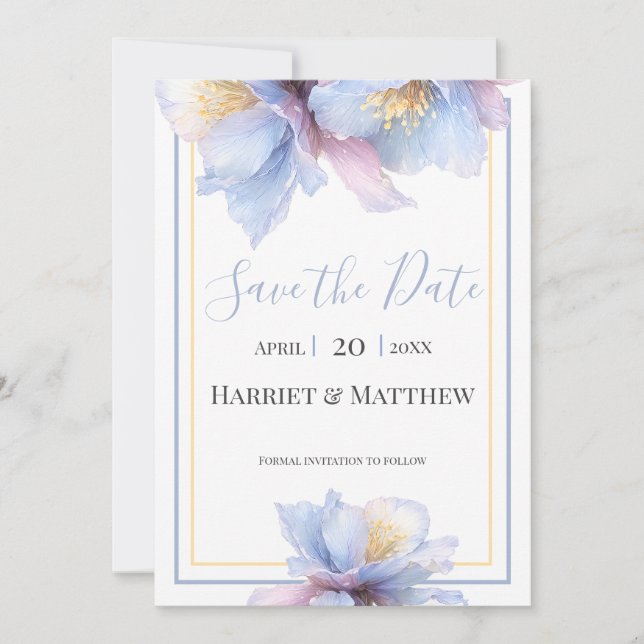 Reserva La Fecha Artistic Pastel Botanical Florals Wedding (Anverso)