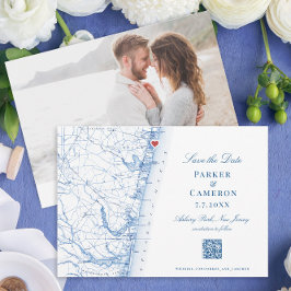 Reserva La Fecha Asbury Park New Jersey Map Elegant Navy QR