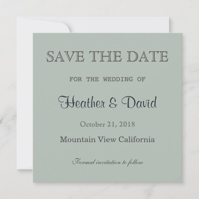 Reserva La Fecha Ash Gray Save the Date Wedting (Anverso)