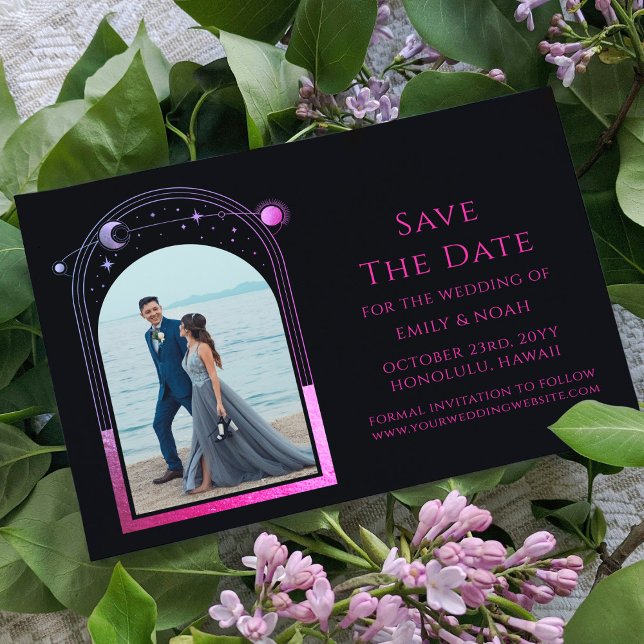 Reserva La Fecha Astronomía de estrella de luna mística Black Purpl (Subido por el creador)