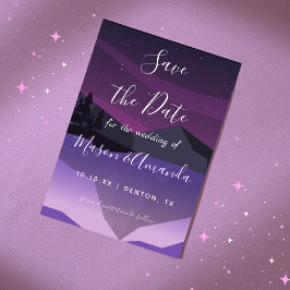 Reserva La Fecha Astronomía Sky Night Galaxy Espacio Láctea Púrpura