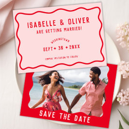 Reserva La Fecha Audaz foto retro ondulada rosada rojiza agitadora 