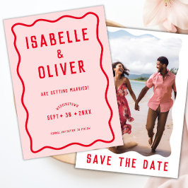 Reserva La Fecha Audaz foto retro ondulada rosada rojiza agitadora 