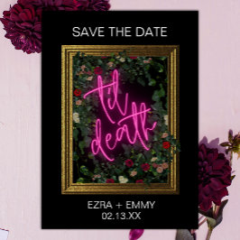 Reserva La Fecha Audaz muerte de color rosa y floral negro salva la