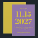 Reserva La Fecha Audaz tipografía brillante púrpura y amarilla mode<br><div class="desc">Audaz tipografía contemporánea púrpura y amarilla brillante salva la fecha</div>