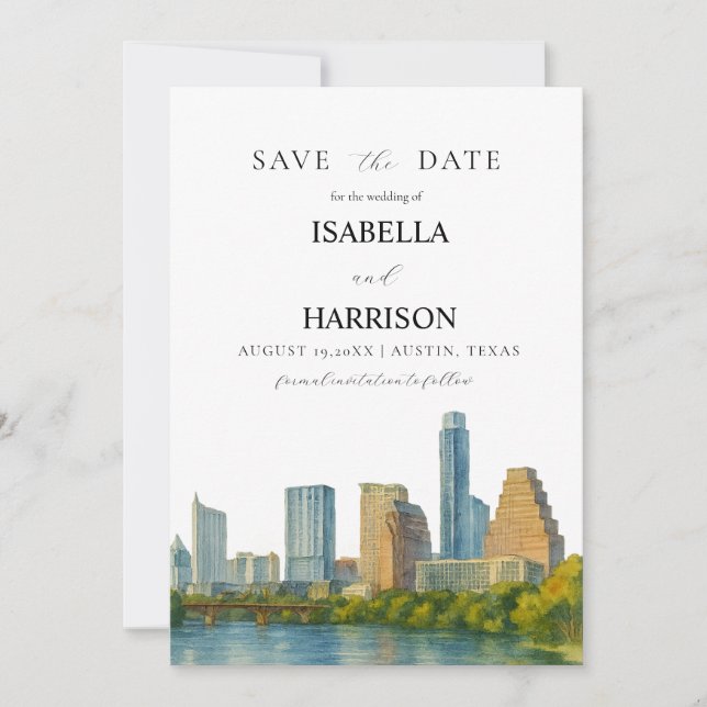 Reserva La Fecha AUSTIN Texas Save the Date Template (Anverso)