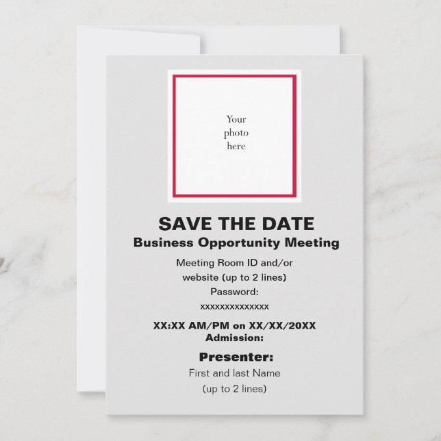 Reserva La Fecha Autobús virtual de cerezos y gris. Opp. Mtng. (Anverso)