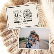 Automóvil dibujado a mano con crema y negro