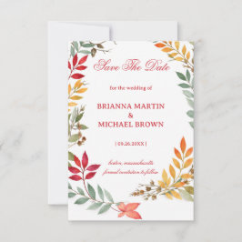 Reserva La Fecha Autumn Botanical Leaves Frame