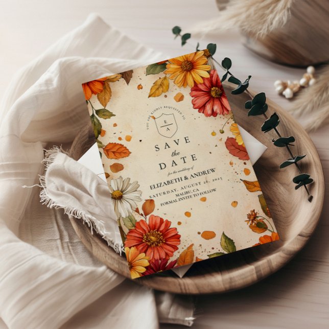 Reserva La Fecha Autumn Daisy Floral Boda (Subido por el creador)