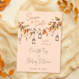 Reserva La Fecha Autumn Leaves Rustic Watercolor Elegant Wedding