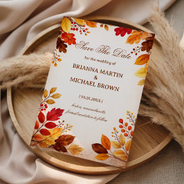 Reserva La Fecha Autumn Leaves Warm Botanical